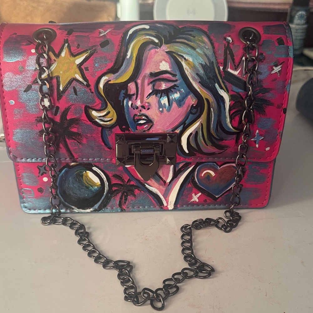 Hand painted Chain Shoulder Bag